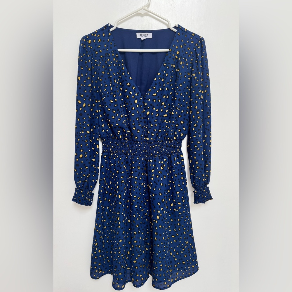 Pre-owned BB Dakota Navy and Mustard Long Sleeve Dress